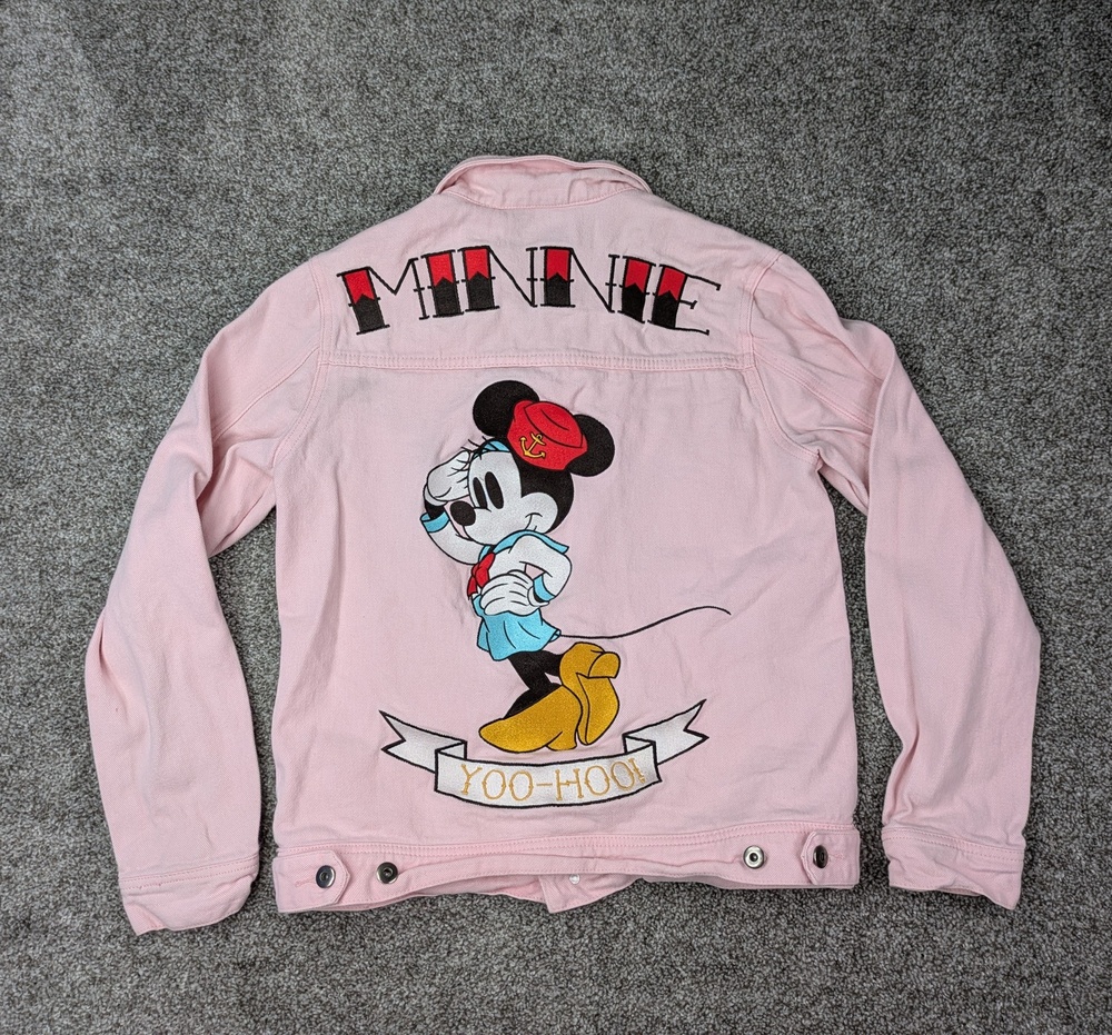 Disney Cakeworthy Minnie Mouse Jacket Womens Small Embroidered Yoo-Hoo Retro